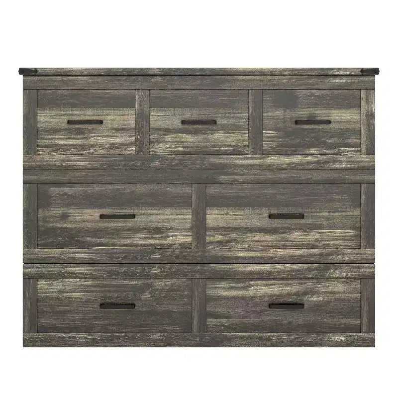 Lit escamotable gris/blanc avec station de charge et tiroir de rangement, grand lit double/queen, 1 à 2 couchages