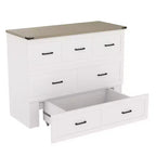 Lit escamotable gris/blanc avec station de charge et tiroir de rangement, grand lit double/queen, 1 à 2 couchages
