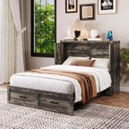 Murphy Bed, Murphy Bed with Charging Station with Large Storage Drawer, Foldable Wall Beds for Guest Room
