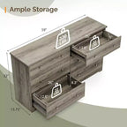 Commode à 6 tiroirs en bois gris, 150 cm de large