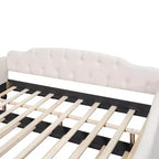 Lit de repos capitonné beige, grand format, 1 place