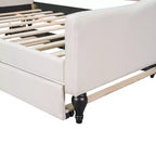 Lit de repos capitonné beige, grand format, 1 place