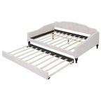 Lit de repos capitonné beige, grand format, 1 place