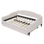 Lit de repos capitonné beige, grand format, 1 place