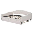 Lit de repos capitonné beige, grand format, 1 place