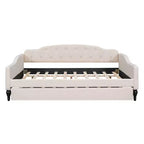 Lit de repos capitonné beige, grand format, 1 place