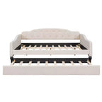Lit de repos capitonné beige, grand format, 1 place