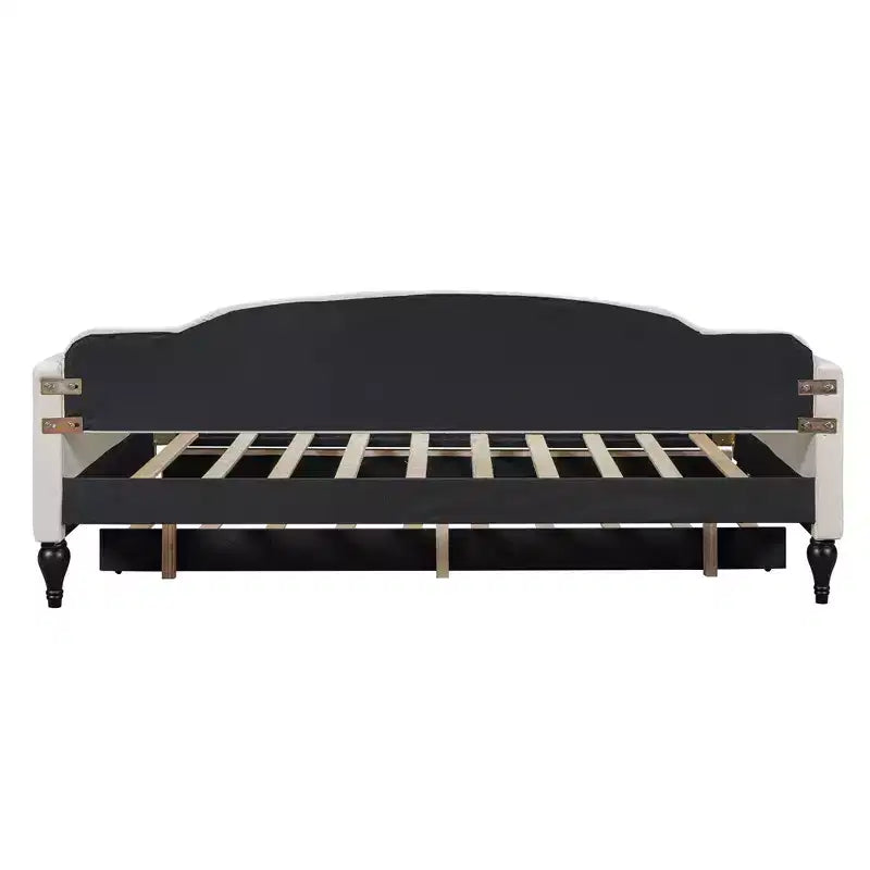 Lit de repos capitonné beige, grand format, 1 place