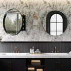 Armoire à pharmacie murale ronde noire/dorée avec miroir, 23,6 po