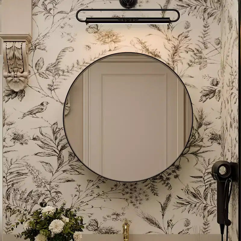 Armoire à pharmacie murale ronde noire/dorée avec miroir, 23,6 po