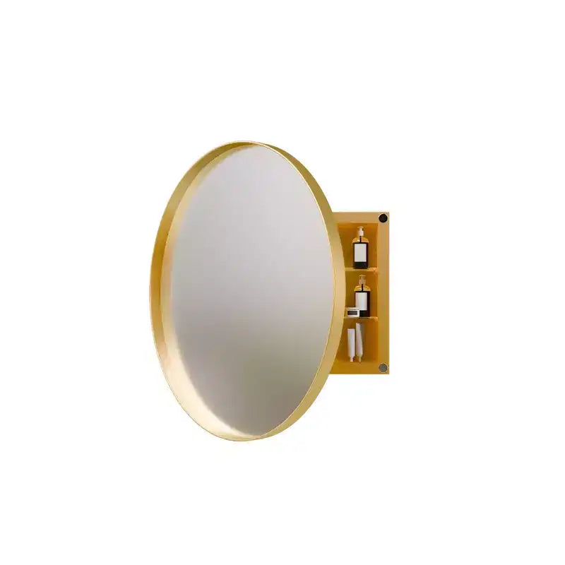 Armoire à pharmacie murale ronde noire/dorée avec miroir, 23,6 po