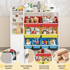 Étagère de rangement 4-en-1 pour enfants, blanche et multicolore, avec 8 bacs, pour 1 enfant