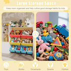 Étagère de rangement 4-en-1 pour enfants, blanche et multicolore, avec 8 bacs, pour 1 enfant