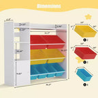 Étagère de rangement 4-en-1 pour enfants, blanche et multicolore, avec 8 bacs, pour 1 enfant
