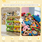 Étagère de rangement 4-en-1 pour enfants, blanche et multicolore, avec 8 bacs, pour 1 enfant