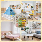 Étagère de rangement 4-en-1 pour enfants, blanche et multicolore, avec 8 bacs, pour 1 enfant