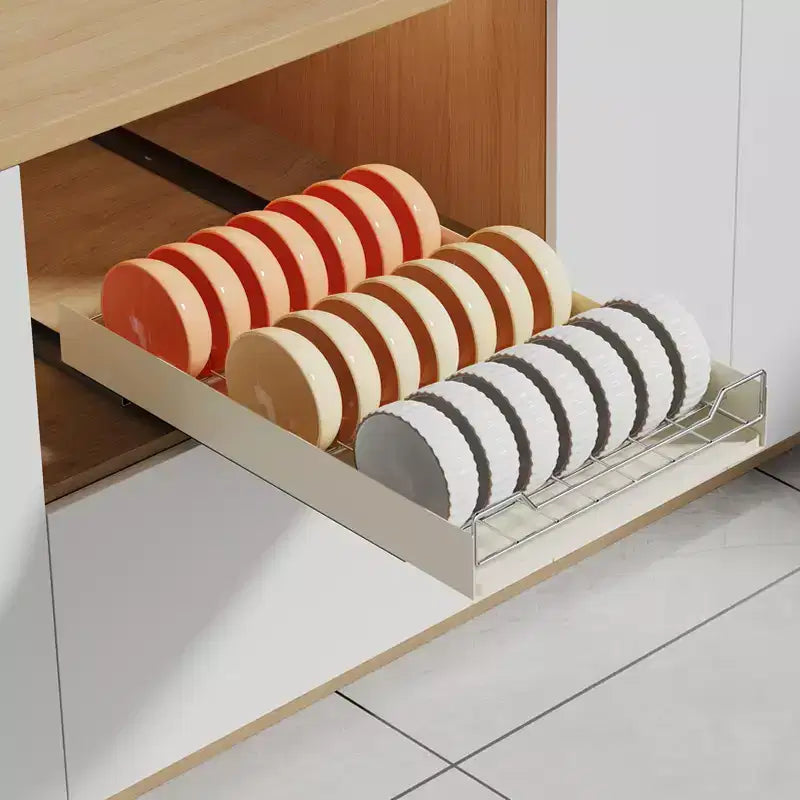 Organisateur coulissant blanc pour placard avec égouttoir à vaisselle, 1 tiroir, unité simple