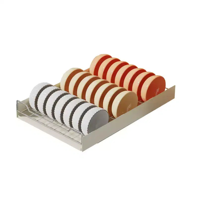 Organisateur coulissant blanc pour placard avec égouttoir à vaisselle, 1 tiroir, unité simple