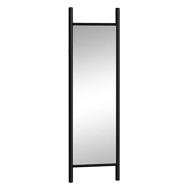 HomeRoots 64 Black Wood Leaning Ladder Framed Full Length Mirror