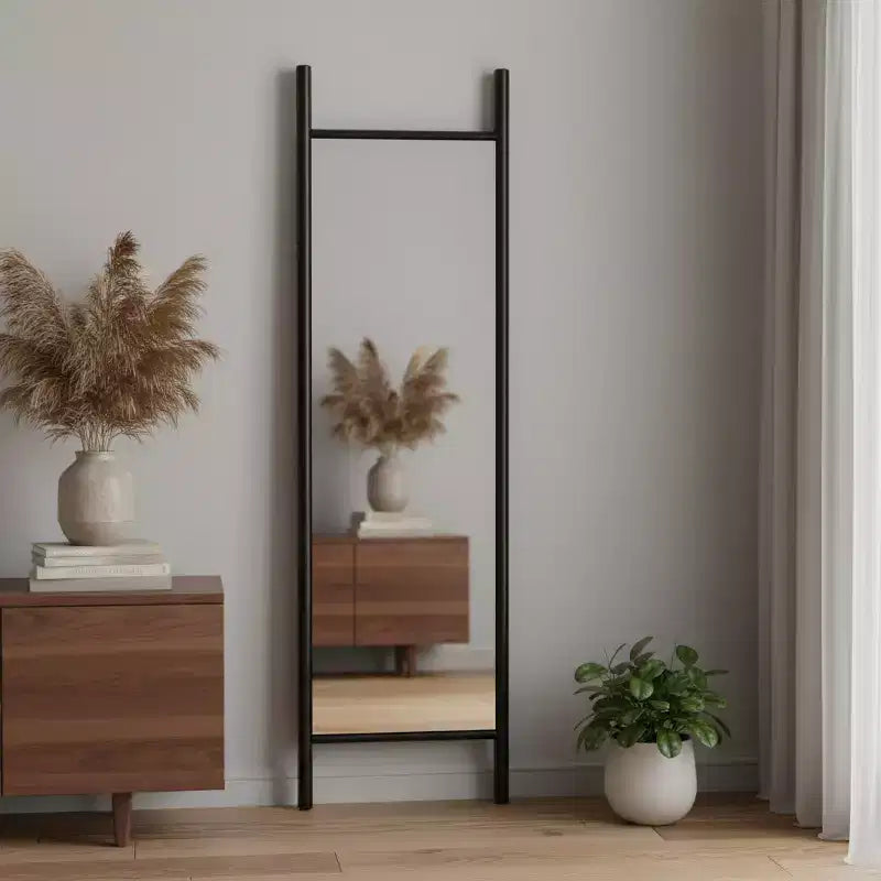Miroir rectangulaire psyché, cadre bois noir, 1 personne