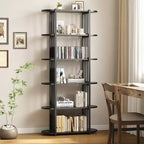 71Tall Freestanding Book Shelf With Metal Frame,6-Tier Industrial Wooden Bookshelf,Open Bookcase Storage Organizer for Bedroom, Living Room