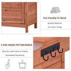 Établi de jardinage en bois gris/orange avec armoire, 1 personne, 99 cm (L) x 48,5 cm (l) x 95 cm (H)