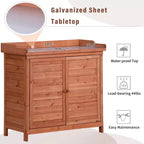 Établi de jardinage en bois gris/orange avec armoire, 1 personne, 99 cm (L) x 48,5 cm (l) x 95 cm (H)