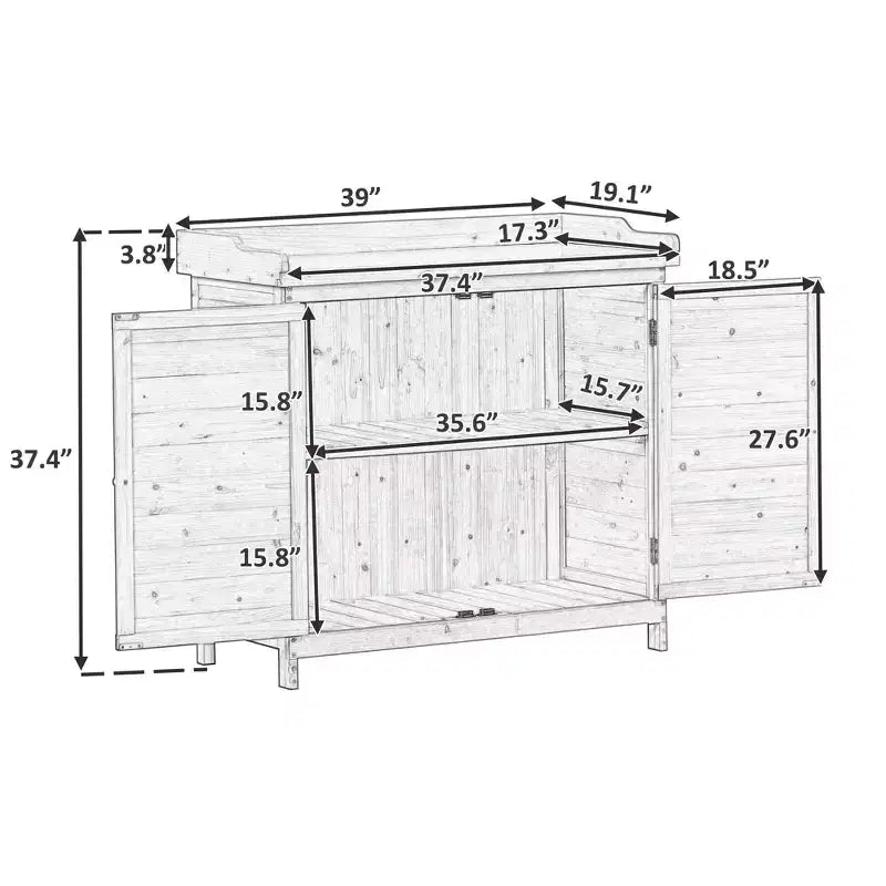 Établi de jardinage en bois gris/orange avec armoire, 1 personne, 99 cm (L) x 48,5 cm (l) x 95 cm (H)
