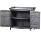 Établi de jardinage en bois gris/orange avec armoire, 1 personne, 99 cm (L) x 48,5 cm (l) x 95 cm (H)