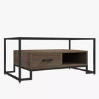 2 Drawers and Storage Shelf, Rectangle Center Table for Home Living Room, Apartment, Office,