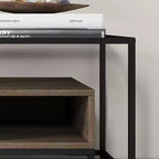 Table basse rectangulaire noire avec 2 tiroirs et une étagère de rangement, pour 1