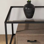Table basse rectangulaire noire avec 2 tiroirs et une étagère de rangement, pour 1