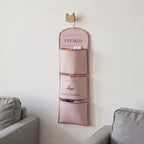 Organisateur mural suspendu rose mauve / rose à 3 poches avec crochet en métal