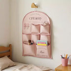Organisateur mural suspendu rose mauve / rose à 3 poches avec crochet en métal
