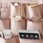 Organisateur mural suspendu rose mauve / rose à 3 poches avec crochet en métal