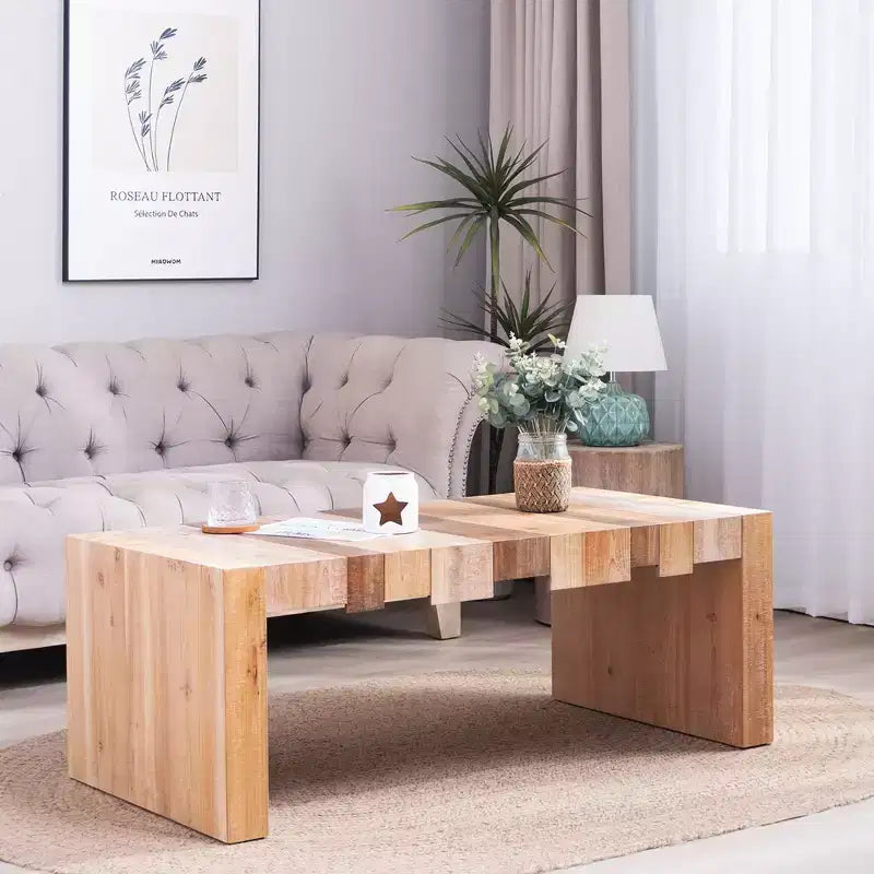 Mid-Century Modern Wood Coffee Table, Rectangular Center Table for Living Room, Vintage American Industrial Tea/Cocktail Table