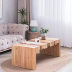 Table basse rectangulaire en bois multicolore, style Mid-Century, piètement à 4 pieds
