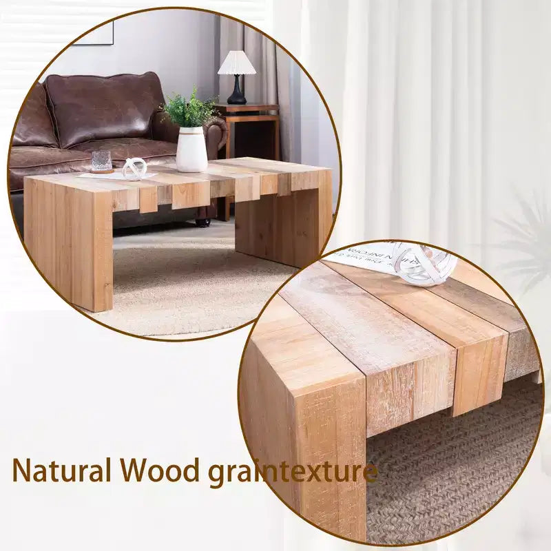 Table basse rectangulaire en bois multicolore, style Mid-Century, piètement à 4 pieds