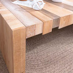 Table basse rectangulaire en bois multicolore, style Mid-Century, piètement à 4 pieds