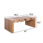 Table basse rectangulaire en bois multicolore, style Mid-Century, piètement à 4 pieds