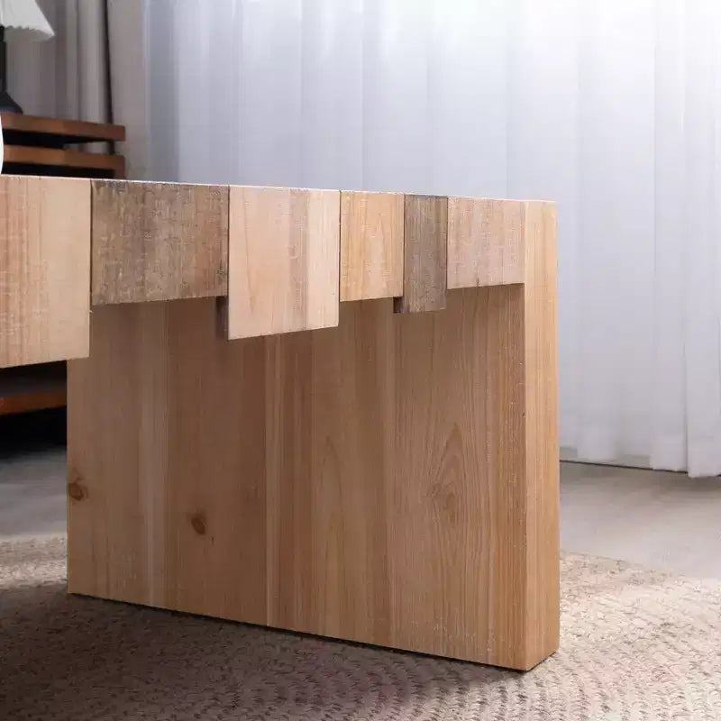 Table basse rectangulaire en bois multicolore, style Mid-Century, piètement à 4 pieds