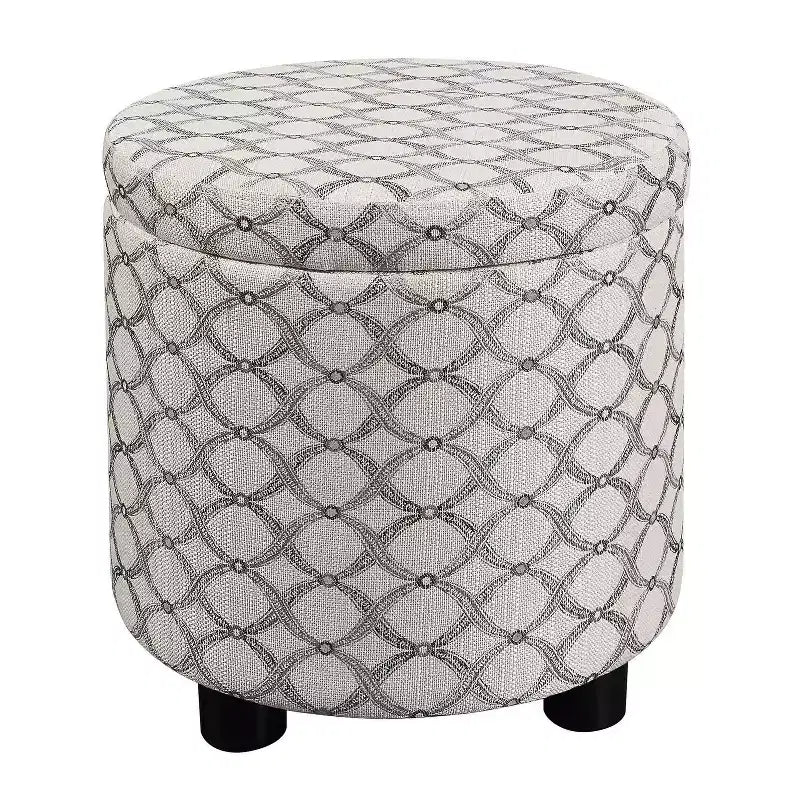 HomeStock Comfort Round Accent Storage Ottoman with Reversible Tray Lid