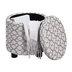 Ottoman de rangement rond multicolore avec couvercle/plateau réversible, 1 place