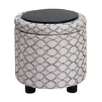 Ottoman de rangement rond multicolore avec couvercle/plateau réversible, 1 place