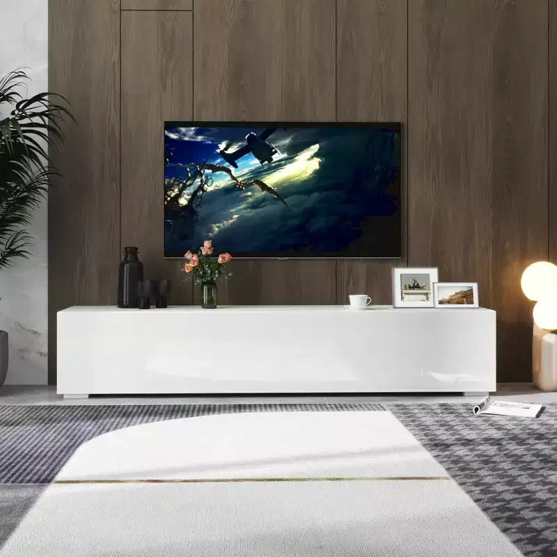TV Stand TV Console Media Console TV Cabinet Media Storage Cabinet Entertainment Center, White - ModernLuxe