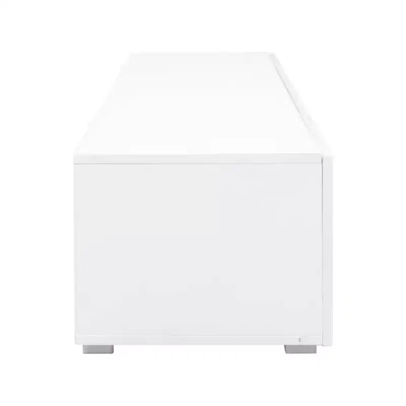 Meuble TV flottant mural blanc, pour téléviseurs jusqu'à 150 cm