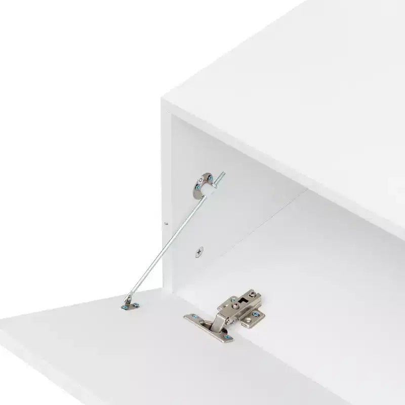 Meuble TV flottant mural blanc, pour téléviseurs jusqu'à 150 cm