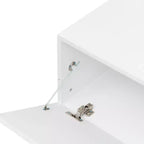 Meuble TV flottant mural blanc, pour téléviseurs jusqu'à 150 cm