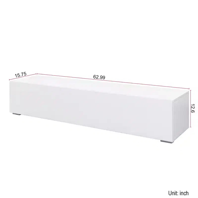 Meuble TV flottant mural blanc, pour téléviseurs jusqu'à 150 cm