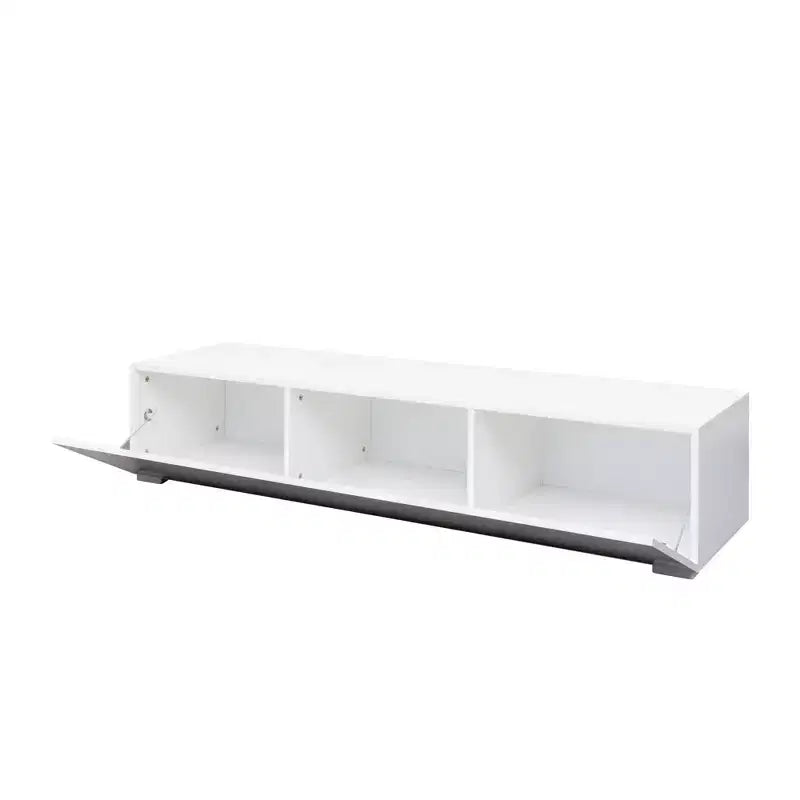 Meuble TV flottant mural blanc, pour téléviseurs jusqu'à 150 cm